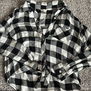 Black and White Plaid Button-Up Shirt
